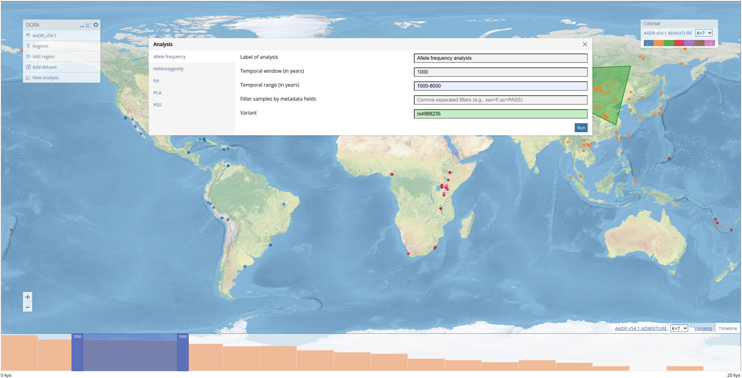 Filling out the frequency analysis form
